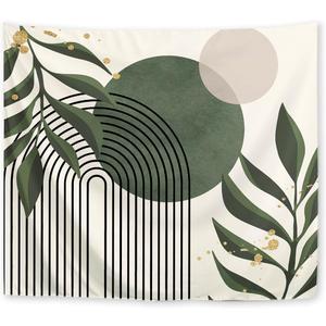 Yookeb Sage Green Abstract Tapestry 59W by 51H Inch Wall Hanging Minimalist Modern Contemporaty Aesthetic Geometric Plant Botanical Bedroom Living Room Dorm Polyester Fabric Home Decor