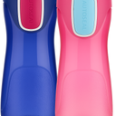 Contigo AUTOSEAL Trekker Kids Water Bottles, 14 oz.,  Pack 2-Pack, (Pink Blue)