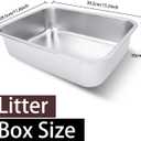Small Stainless Steel Litter Box for Kittens, 15.5"11.6"4" Metal Litter Box for Kitten Rust-Proof, Non Stick, No Smell, Easy to Clean for Cats Rabbits
