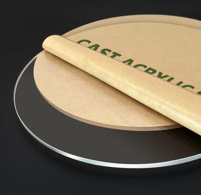 1/8" Round Plexiglass Sheet | Clear Acrylic Circle, Round Cake Disk Acrylic Sheet, Plexiglass Table Top, Round Acrylic Backdrop| Clear | Custom Size | 2 Pack