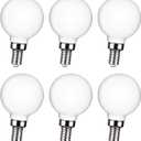 6 Pack G16.5 LED Ceiling Fan Light Bulbs, Dimmable LED Candelabra Bulb 4.5W Equivalent to 60W 500LM, E12 Chandelier LED Globe Bulbs for Chandelier,Vanity and Ceiling Fan Light Bulbs Milky Glass 2700K
