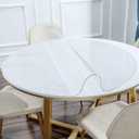 NECAUX 52 Inch Round Clear Table Cover Protector, 1.5mm Thick Upgraded Version, Unshrinkable Non-Slip Waterproof Oil Proof Plastic Tablecloth for Wood Grain Dining Room and Meeting Tables