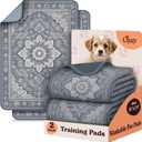 Super Absorbent Washable Pee Pads for Dogs (2-Pack)  Reusable Puppy Training Pads, 100% Waterproof & Leakproof Dog Pee Pads with Non-Slip Backing  Durable, Quick-Dry Pet Pads for Crates & Floors (Gray Floral)