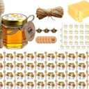 Adabocute Honey Pot, Glass Honey Jars, Small Honey Jars with Wooden Dippers, Bee Charms, Gold Gift Bags and Jutes Lids, Mini Honey Jars Baby Shower Favors, 1.5oz 40 Pack
