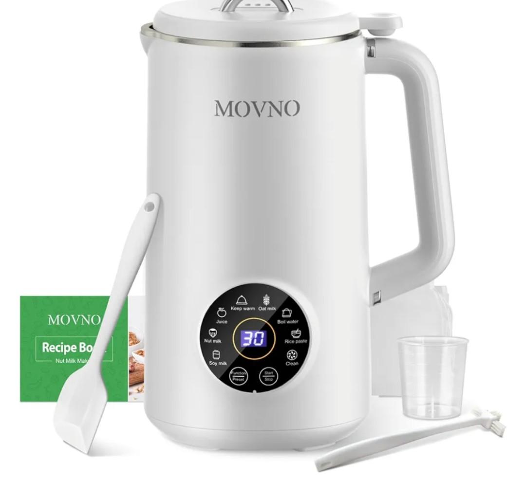 MOVNO 8 IN 1 Nut Milk Maker Machine, 1000ml Capacity Homemade Almond, Oat, Coconut, Soy, Plant Based Milks and Non Dairy Beverages, Automatic Soy Milk Maker Blender with Delay Start/Keep Warm/Boil Water