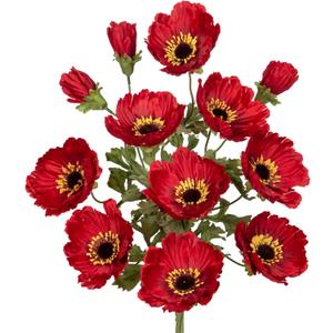 28.3" Red Artificial Flowers Poppy Flowers 3Pcs Silk Fake Poppy Flowers Real Touch Faux Poppies Spring Flower Long Stem Arrangement with 4 Heads for Party Centerpiece Bouquet Table Home Decoration
