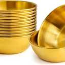 18 Pack 3.2inch Stainless Steel Sauce Dishes, Mini Individual Saucers Bowl Gold Sushi Dipping Bowls Round Seasoning Dishes Small Bowls for Prep Appetizer Plates