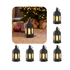 Mini Lanterns Decorative Indoor: 2 Pcs Black Small Hanging LED Lanterns for Centerpieces Wedding Table Decor Ramadan Enchanted Forest Decorations