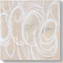 GeekMacro Square Hand-Painted Oil Painting Textured Wall Art - 24x24 Inch Nature Circles White Cream Modern Canvas Artwork for Living Room Bedroom Office Decor