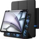 JETech Magnetic Detachable Case for iPad Air 13-Inch M4/M3/M2 (2026/2025/2024) with Pencil Holder, Removable Rotating Clear Cover, Portrait/Landscape Stand with Raised Screen View (Black)