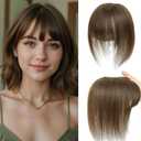 Hair Toppers for Women Real Human Hair Toppers with Bangs Hairpieces for Women with Thinning Hair 360 Cover Pieces 3 * 4.5 Swiss Base Hairpieces 10Inch (Medium Brown)