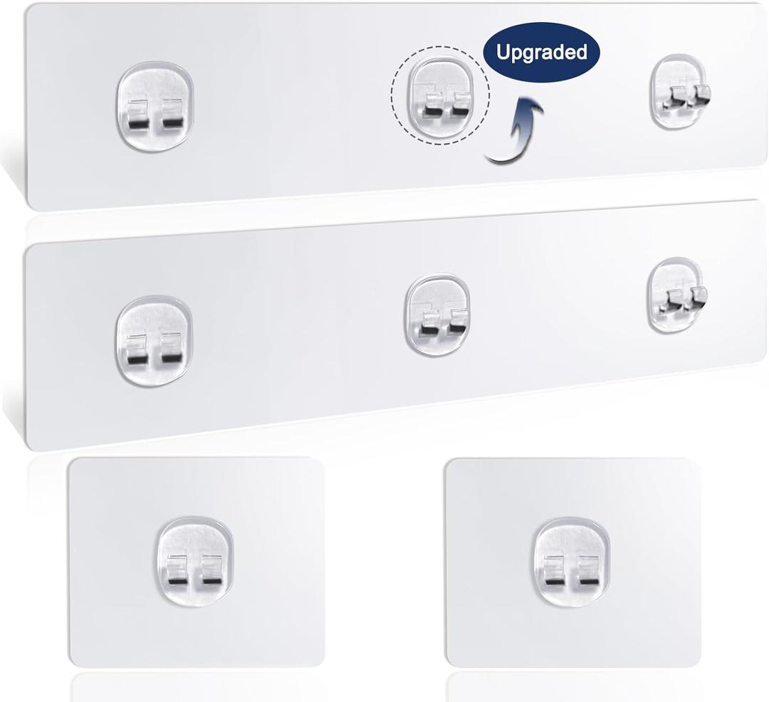 Shower Caddy Adhesive Replacement, 4 Pack Strong Adhesive Shower Hooks, Water-Proof Shower Adhesive Strips, No Drilling for Corner Shelf Basket, Bathroom Storage Shelves and Kitchen Racks