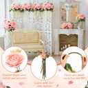 Geosar 8 Bundles Artificial Peonies Flowers Fake Silk Peony Bouquet Faux Peonies Flowers Bulk for Decoration Vase Floral Arrangements Wedding Party Table (Peach Pink,Light Pink)