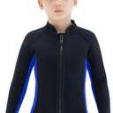 REALON Kids Wetsuit Top Jacket for Boys Girls Toddler Youth, Children's Wet Suit Shirt Neoprene 3mm Long Sleeve Front Zipper Swimsuit for Swimming Surfing Dive Snorkeling Water Sports size 10