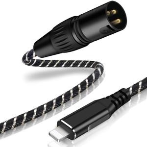 Lightning to XLR Male Output Audio Cable 6.6FT,i Phone to X LR Audio Stereo Cable, for Speaker, Amplifier, Mixer Console, etc (Unidirectional from Lightning to XLR Only)