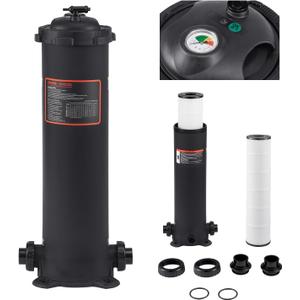VEVOR 2026 Pro Pool Cartridge Filter System 100 Sq.Ft, Pool Filter for Inground & Above Ground Pools, Compatible W/Pumps 1/2HP~1HP | Up to 6142 GPH Max Flow, Pool Filters for Pools Up to 23775 Gallons