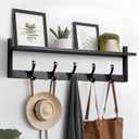 Tatub 29'' Coat Rack Wall Mount with Shelf, Wood Wall Hooks with Storage, Entryway Shelf with 5 Coat Hangers for Bathroom, Living Room, Bedroom, Black