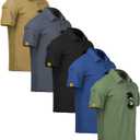 ZITY 5 Pack Mens Polo Shirt Short Sleeve Sports Golf Tennis T-Shirt Moisture-Wicking Summer Shirts (M)