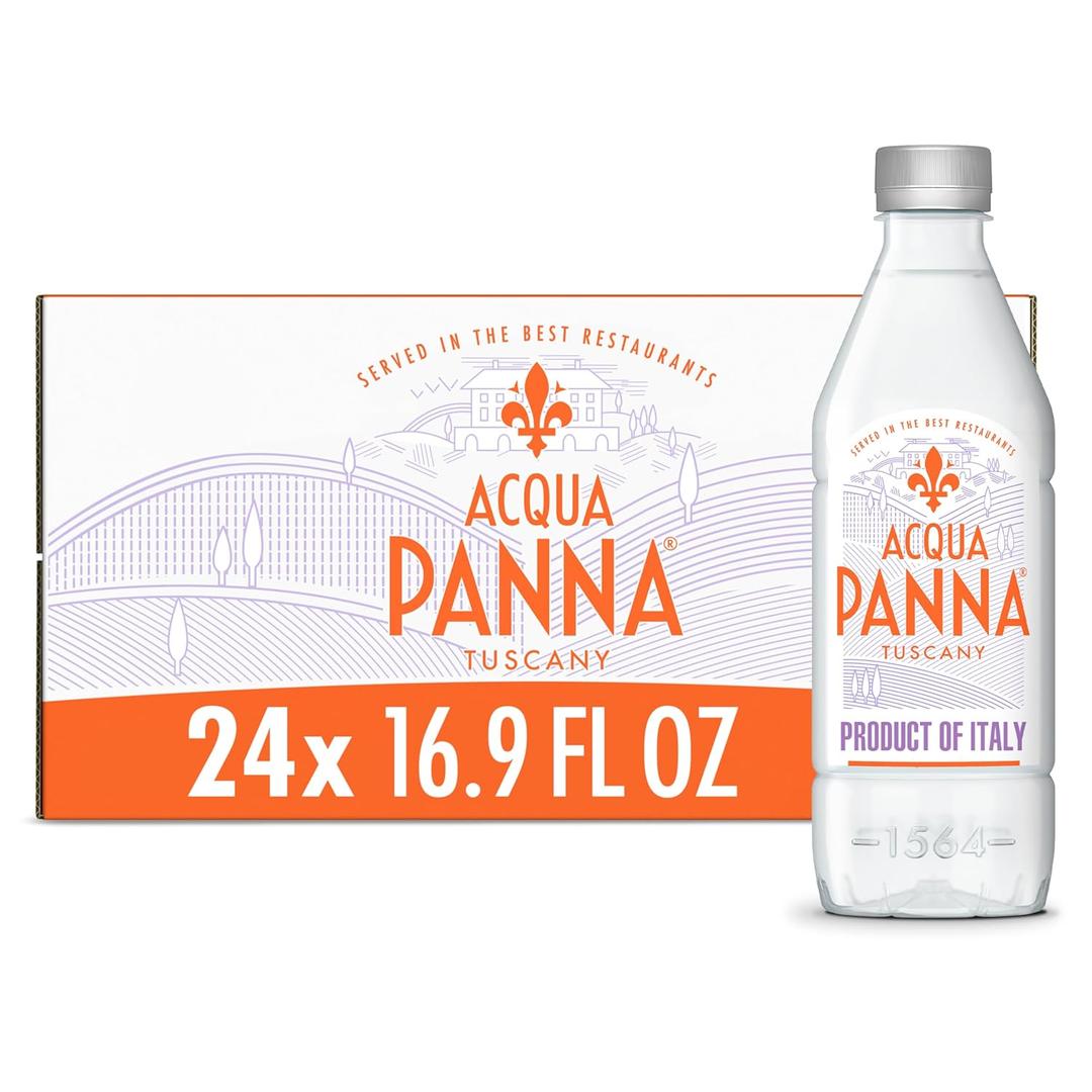 Acqua Panna Natural Spring Water, 16.9 Fl. Oz. Plastic Bottles, Pack of 24, Best Before: 03/2026