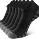 Airacker Athletic Running Ankle Cotton Socks, Low Cut Cushioned Performance Anti-Blister Tab Sports Socks for Men Women (9-12) 6 Pack