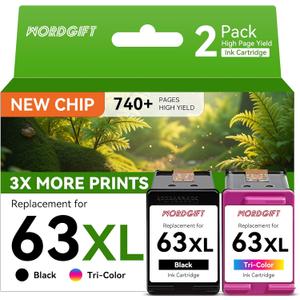 63XL Ink Cartridge Combo Pack Remanufactured for 63XL Black Tri-Color 63 Works for Envy 4510 4520 4511 4650 4655 5255 5258 5200 OfficeJet 3830 3836 DeskJet 1110 3630 Printer