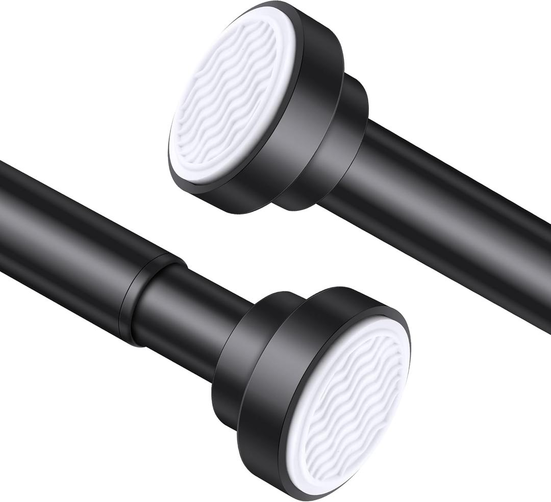 Suranew 25-88" Black Commercial Spring Tension Rod, No Drill Heavy Duty Adjustable Shower Curtain Rod for Large Bathroom/Closet