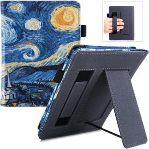 BOZHUORUI Stand Case for 6" Kindle Paperwhite 5th/6th/7th/10th Generation e-Reader (2012-2018 Release) - Lightweight PU Leather Protective Cover with Hand Strap & Auto Sleep/Wake (Starry Sky)