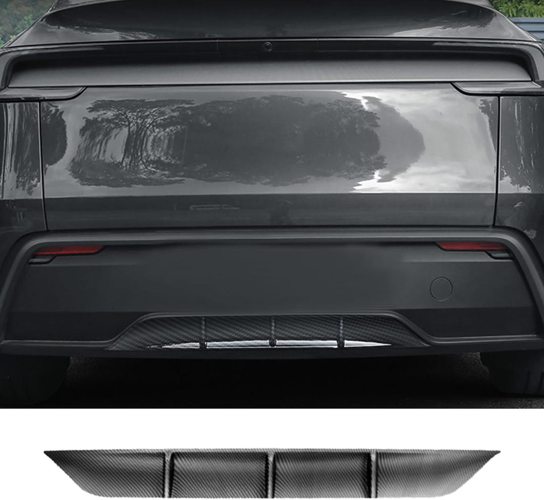 For Tesla Model Y Juniper Premium 2025 2026 Rear Bumper Diffuser Lip Spoiler Trunk Lower Valance Trim Panel Cover Guard Molding Protector Accessories (Glossy Carbon Fiber) Not fit Standard/Performance