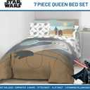 Jay Franco Star Wars Queen Size Comforter Set - 7 Piece Bedding Includes Sheet Set & Pillow Covers - Super Soft Cozy Bedding with Death Star and Millennium Falcon