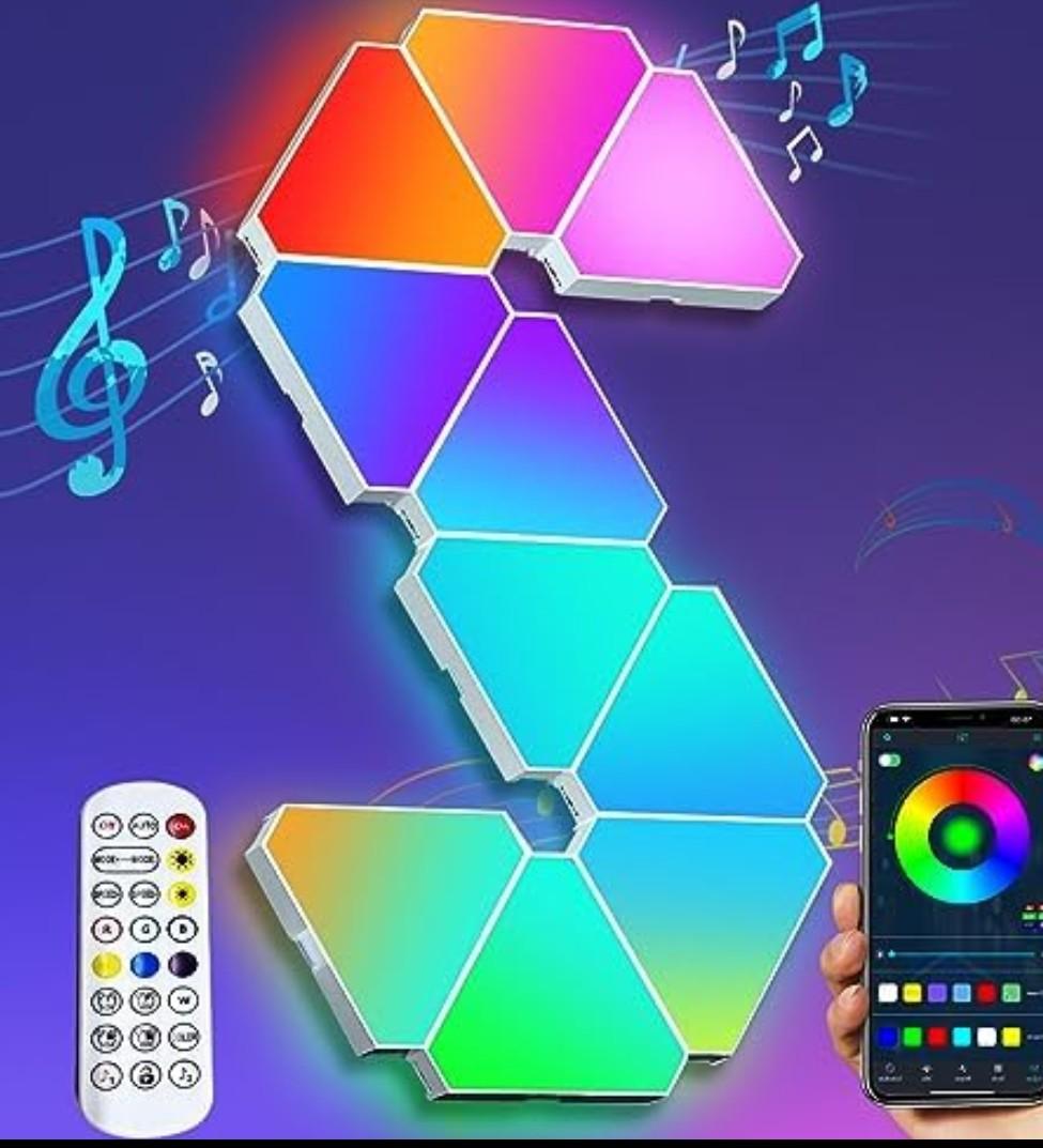 Triangle Light Panels, RGB Gaming Lights for Gaming Setup, DIY Triangle LED Wall Lights, APP and Remote Controlled, Music Sync for Gaming Room Bedroom Streaming, 12 Pack