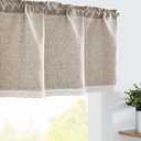 jinchan Linen Valance with Lace Trim Farmhouse Rustic Valance Curtain for Window 16 Inch Small Window Treatment for Living Room Dining Room Semi Sheer Light Filtering Rod Pocket 1 Panel Taupe