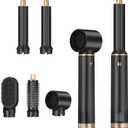5 in 1 Hair Styler Curler & Air Dryer Brush, Low-Speed Negative Ionic Air Styler Drying, Multi Hair Styler, Professional Blow Dryer Brush for Curling Volumizing Straightening Styling (Black)