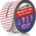 Magnetic Tape Roll, Magnet Strips, 2 Rolls (10 Feet x1 in) Adhesive Magnetic Tape Strips with Adhesive Backing, Flexible Magnetic Strips, Sticky Magnet Tape for Fridge, DIY (0.08" Thick)