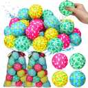 48 Pcs Reusable Water Balls 3 Inch 4 Style Hawaiian Outdoor Water Balls Absorbent Bouncing Beach Toys with 2 Mesh Bag for Summer Beach Pool Soaking Games Party Favors