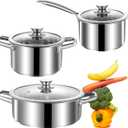Stainless Steel pots and pans set, 6 Piece Nonstick Induction Kitchen Cookware Set, Works with Induction/Electric and Gas Cooktops, Nonstick, Oven Safe, Camping Cookware