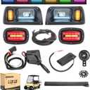 10L0L Deluxe Golf Cart Light Kit for Club Car DS 12V-60V, Full Headlight Taillight Kit with RGB Daytime Running Lamp Low High Beam Turn Signal Horn Brake Pad Hazard Blinker