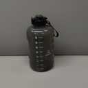 AQUAFIT 1 Gallon Water Bottle with Time Marker - Straw & Chug Lid - BPA Free Gym Water Bottle with Straw - Big Gallon Jug (Gray, 128 oz - 2 Lids)