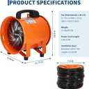 8 Inch Utility Blower Exhaust Fan, Portable Industrial Exhaust Fan with 16.4 ft Flexible Duct Hose, 1100 CFM Low-Noise Air Mover Blower Fan/Extractor/Ventilator for Basements, Workshops, Warehouses, 8 inch Fan+16.4 ft Ducting