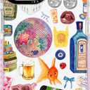 for iPhone 15 Case, Retro Party Collage Pattern with Disco & Gin, Military-Grade Drop Protection, Pop Art Disco Soft Slim TPU Protective Cover with Camera Protection for Girls (LightBalls)