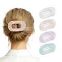 Lourny Flat Hair Clips for Women, 4PCS Flat Acrylic Claw Clips for Thin Hair Non-Slip Large Claw Clips for Women(Yellow+white+green+purple)