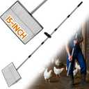 15" Extra Large Chicken Coop Scooper Heavy Duty Stainless Steel Adjustable Handle (24"-76") Chicken Poop Rake, 5 in 1 Dual-Use Sifting Shovel for Chicken Poop & Litter Cleaning Tool