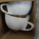 SIDUCAL Ceramic 8oz Cappuccino Cup Set of 4 Porcelain Coffee Cups with Saucers and Holder,Microwave/Dishwasher Safe,Espresso Demitasse Cups(White)