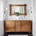 MeMoreCool Rustic Wood Mirror for Bathroom, Farmhouse Wall Mounted Vanity Mirror, Rectangular Wooden Framed Mirror for Bedroom Living Room Entryway, 30 x 20 Inch