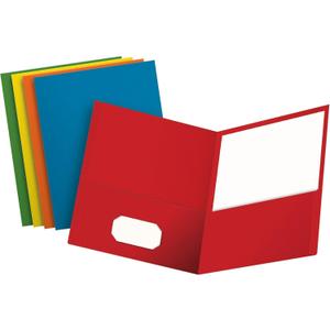 Oxford Two Pocket Folders, Textured Paper, Assorted Colors (Blue, Red, Yellow, Orange, Green), For School, Home, and Office, Letter Size, 25 Per Box (57513EE)