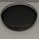 9" Oak Bathroom Vanity Tray Turntable for Perfume Candle, Round Wooden Decorative Tray for Kitchen Sink Countertop Organizer, Bathroom Counter Organizer for Skincare Makeup, Farmhouse Black Gold