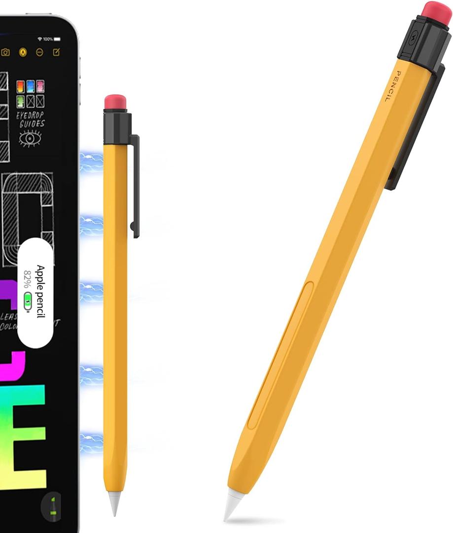 iPencil Case Sleeve Silicone Protective Cover Perfect Grip Skin Classic Design with Sturdy Clip Compatible with Apple Pencil 2nd Generation (Classic)