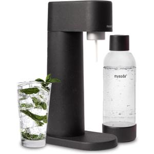 Woody Sparkling Water Maker - Silent Carbonated Water Machine Made of Renewable Wood Composite and 1L Water Bottle - Without CO2 Cylinder - Seltzer Maker Machine - Colour Black