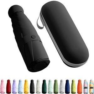 Travel Essentials Mini Umbrella for Purse With Case Small Compact UV Sun Protection Lightweight Tiny Pocket Manual Open Close Umbrella for Women Kids and Men Fits Purse Backpack