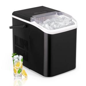 Countertop Ice Makers,26.5lbs in 24Hrs, 9 Cubes Ready in 8 Mins, Self-Cleaning Portable Ice Machine with Ice Scoop and Basket, 2 Sizes of Bullet Ice for Home Kitchen Office Bar Party