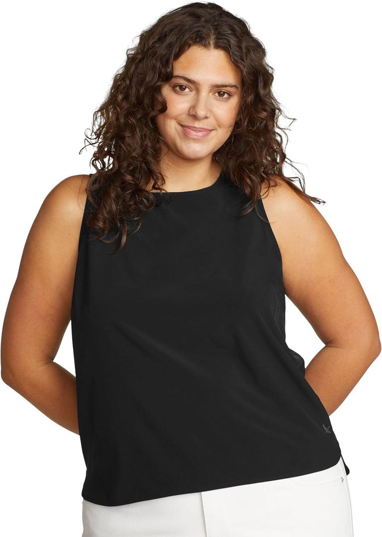 Eddie Bauer Women's Women's Plus Departure Crew Neck Tank (Black, XXL)